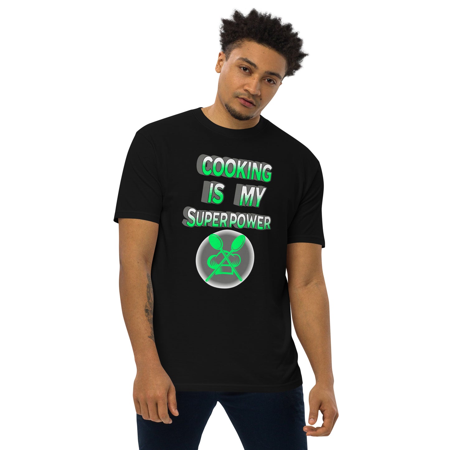 Cooking is my superpower green Men’s premium heavyweight tee